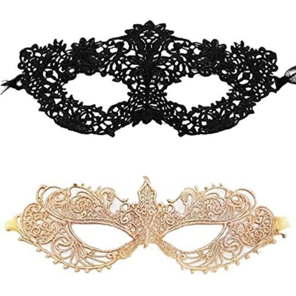 1375 Masquerade Mask Golden and Black Lace Mask Floral Venetian Masks
